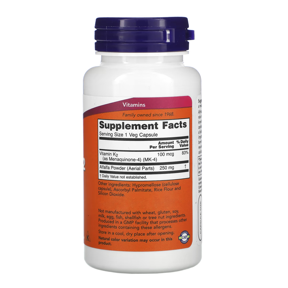 Vitamin K2 100mcg Now Foods 100Veg Caps