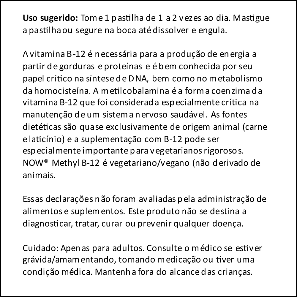 Vitamin B-12 1mg with methodlcobalamin now 100tablets