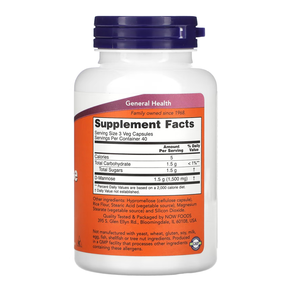 D-Mannose 500mg Now Foods 120veg Caps
