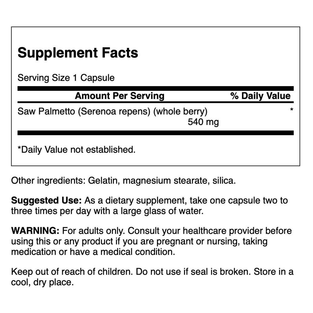 Saw Palmetto 540mg 100 Swanson capsules