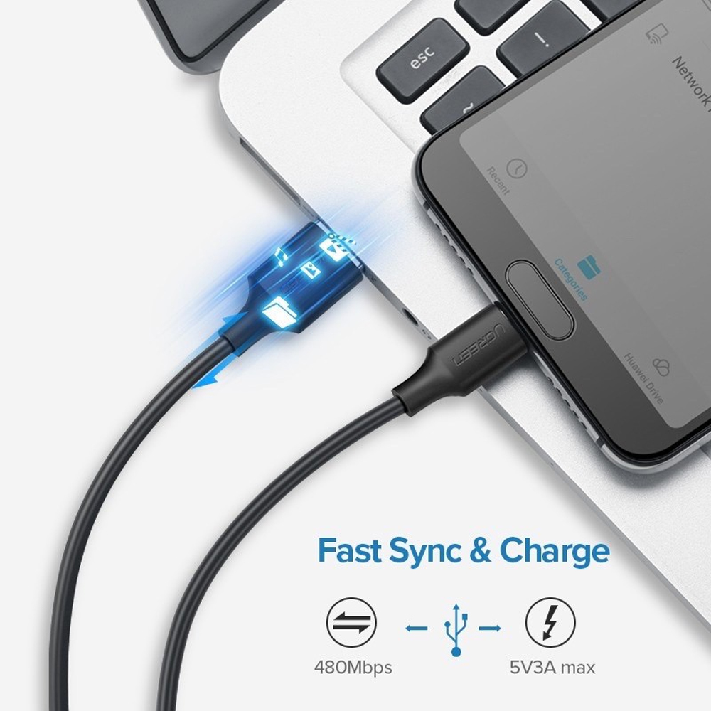 Ugreen Data Cable US287 USB 2.0 P USB Type C 1.5m Black
