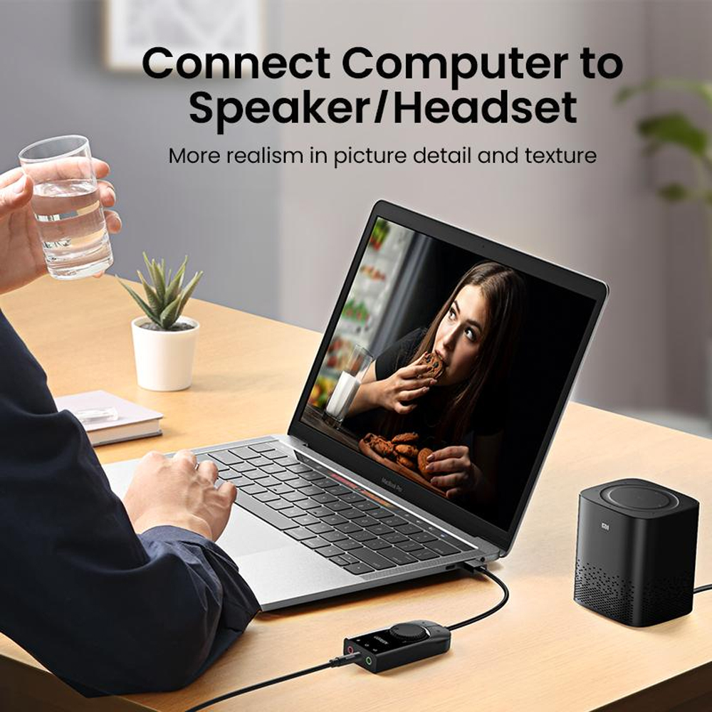 Ugreen External Audio Adapter 3 in 1 interface. USB 2.0 15cm