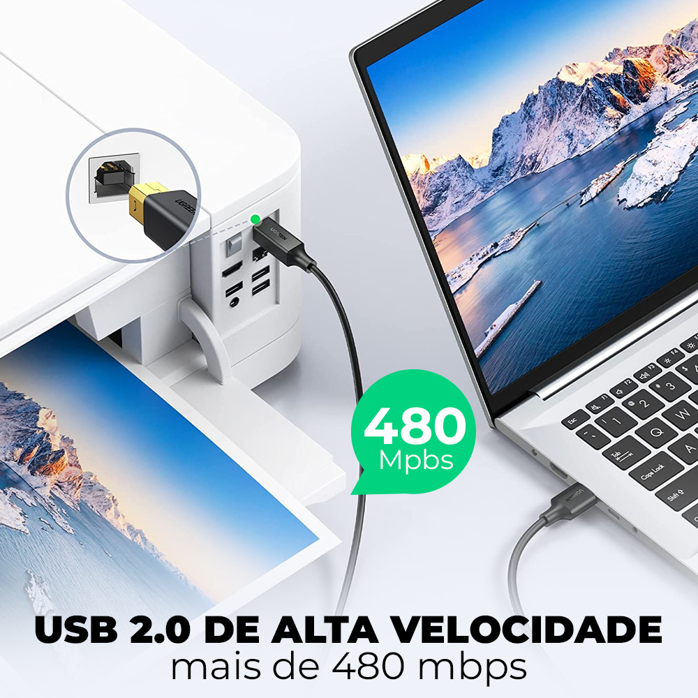 USB Printer Cable 2.0 Ugreen Type A Type Betro