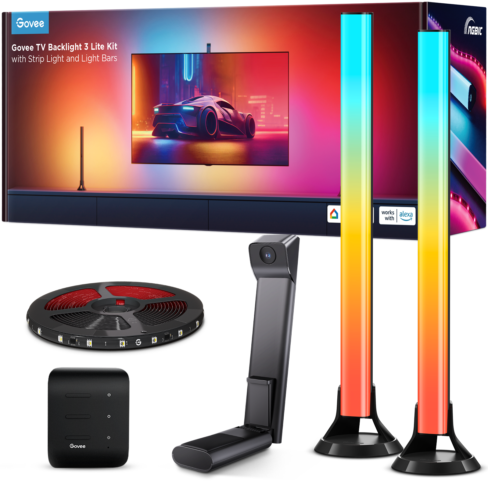 TV BACKLIGHT KIT 3 LITE WITH LIGHT STRIP AND LIGHT BAR