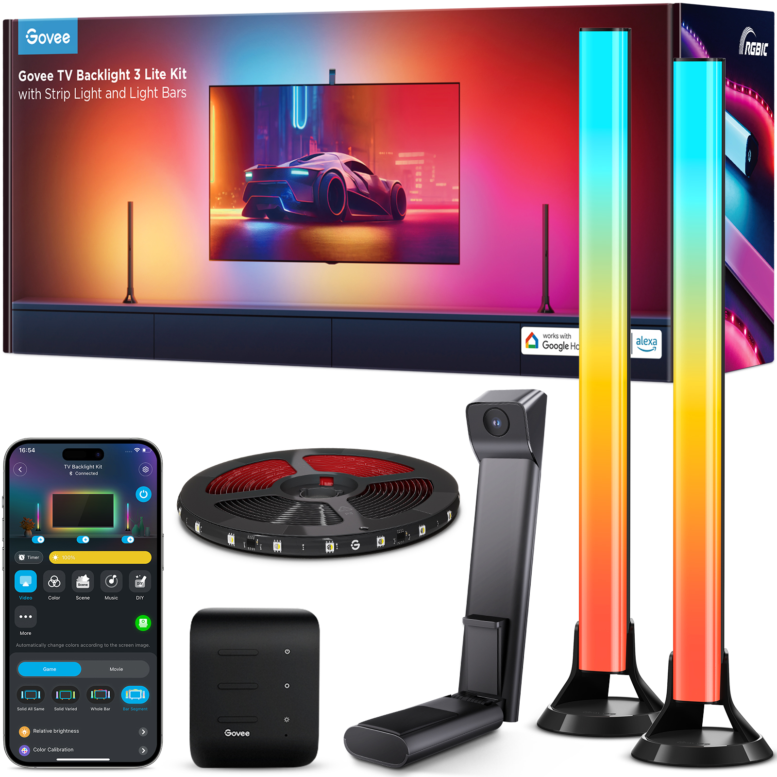 TV BACKLIGHT KIT 3 LITE WITH LIGHT STRIP AND LIGHT BAR