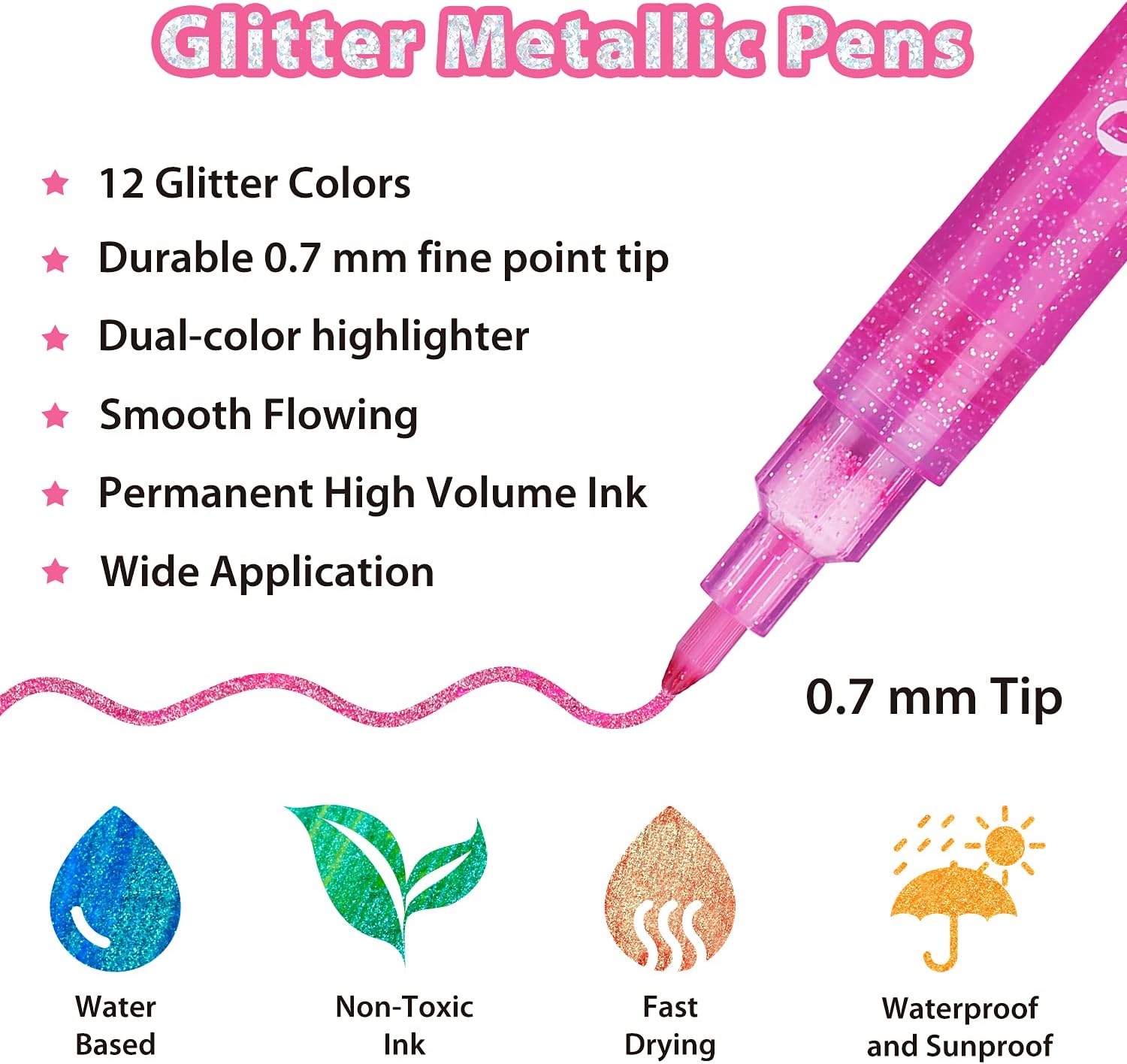 GLITTER METALLIC MARKER PENS