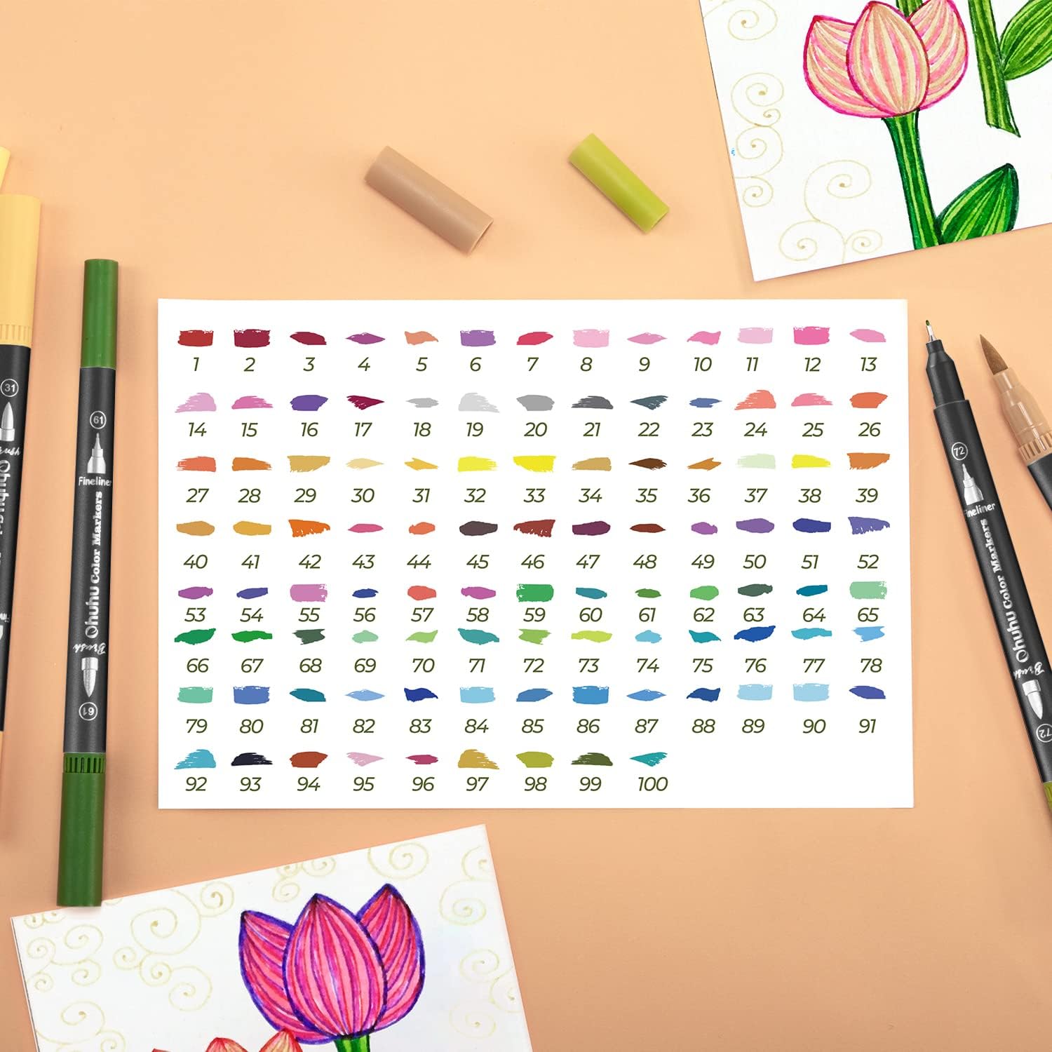 100-COLOR BRUSH & FINELINER PENS