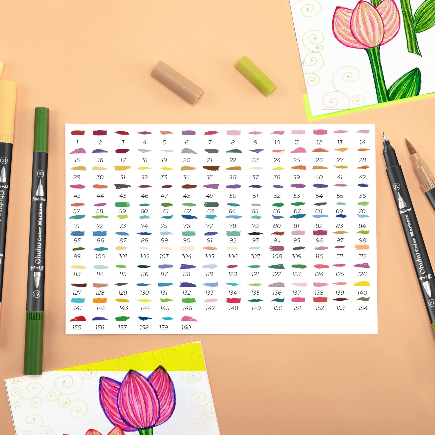 160-COLOR BRUSH & FINELINER PENS