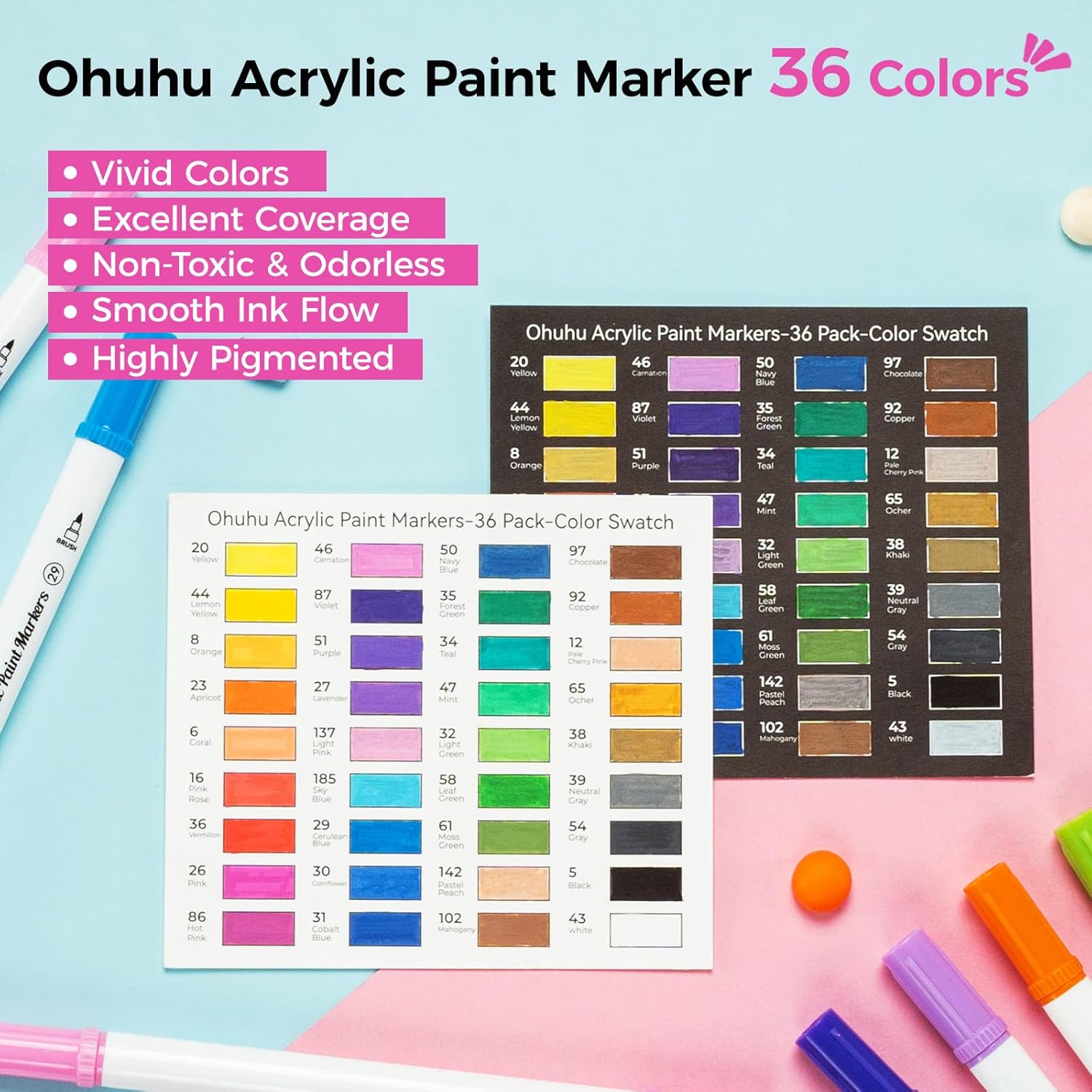 MARKERS 100 COLORS, DUAL TIP